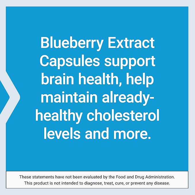 Life Extension Blueberry Extract Capsules, supports cognitive & memory health, helps maintain already-healthy cholesterol levels, fights oxidative stress, gluten-free, non-GMO, vegetarian, 60 capsules