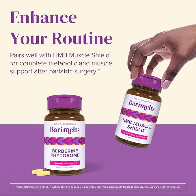 Barimelts Berberine Phytosome 550mg for GLP-1 Users and Bariatric Patients - Metabolism Support - 60 Smooth-Coated Caplets (1-Month Supply)