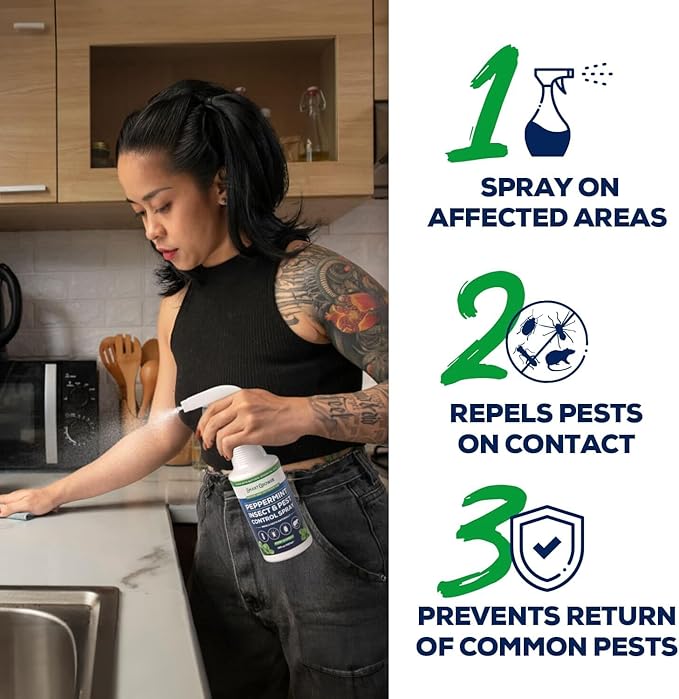 All Natural Peppermint Oil Insect & Pest Control Spray Repels Mice, Spiders, Ants, for Home, Indoor, Outdoor, Garden Maximum Strength Smart Grower Ready to Use 32 FL OZ