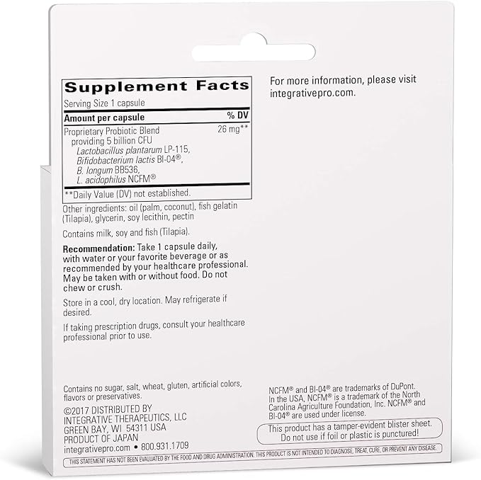 Integrative Therapeutics Probiotic Pearls Advantage - Gut Health Support* - Daily Digestive Support with Lactobacilli & Bifidobacteria* - Non-Refrigerated - True Delivery Technology - 60 Capsules