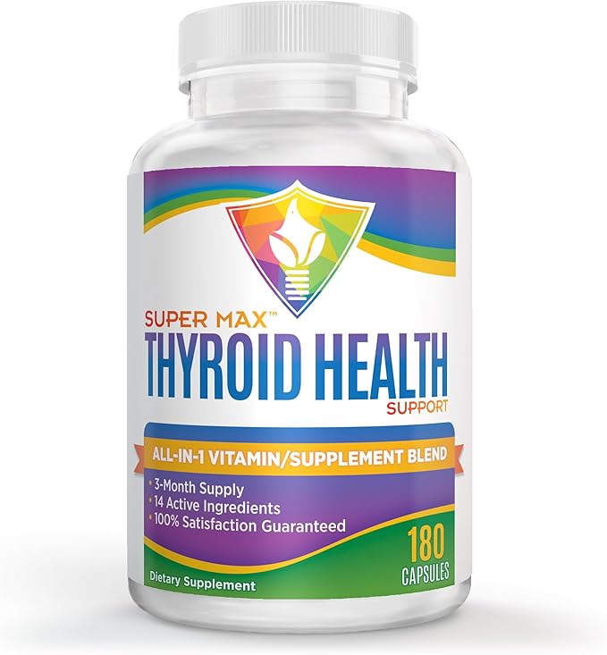 3-Month Thyroid Support Supplement (All-in-1) Formula with 14 Active Ingredients - Natural Thyroid Supplements - Thyroid Health Complex - Thyroid Support for Women & Men | 90-Day Supply | 180 Capsules