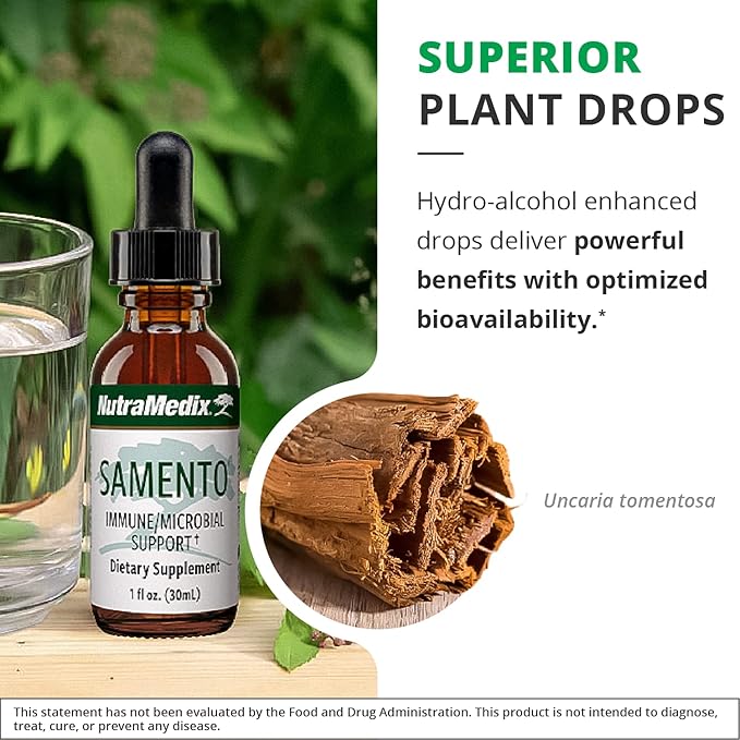 NutraMedix Samento Cat's Claw Tincture - Cat's Claw Immune Support Supplement for Brain, Antioxidant, Cardiovascular & Microbial Support - Bioavailable Herbal Supplements from Nature (2oz / 60ml)