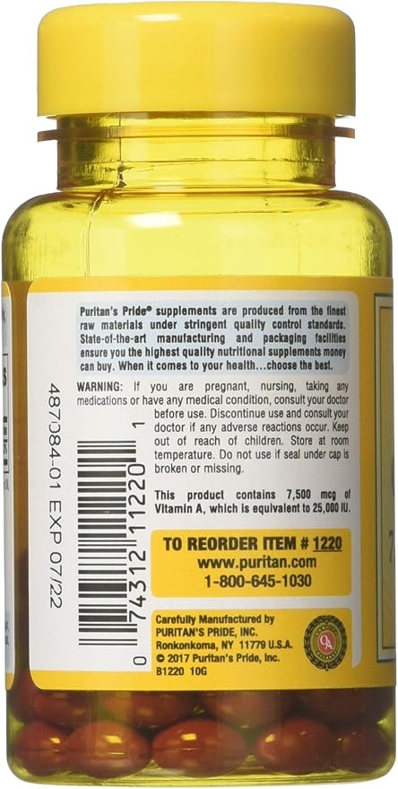 Puritan's Pride Beta Carotene for Immune and Eye Health to Support a Healthy Immune System 100 Softgels (Pack of 2)