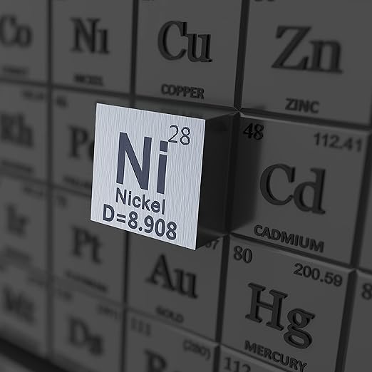 Nickel Cube - Metal Element Cubes - Laser Engraved Density Cube Set for a Periodic Table of Elements Collection - (Nickel, 1 inch)