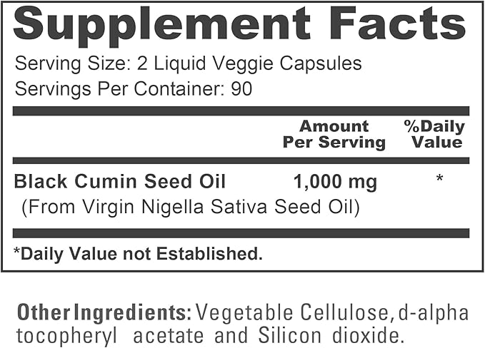 NusaPure Black Seed Oil 1,000 mg per Serving 180 Softgel Capsules (Non-GMO, Vegetarian) Cold-Pressed Virgin Nigella Sativa. Hexane Free