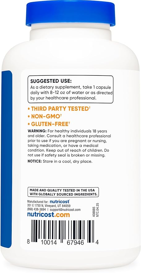 Nutricost Pantothenic Acid (Vitamin B5) 500mg, 240 Capsules