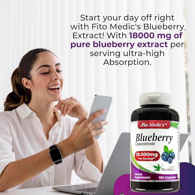 FITO MEDIC'S Blueberry | Blueberry Extract Capsules | 150 Capsules | Concentrated Extract | Highly Absorbable Herbal Supplement