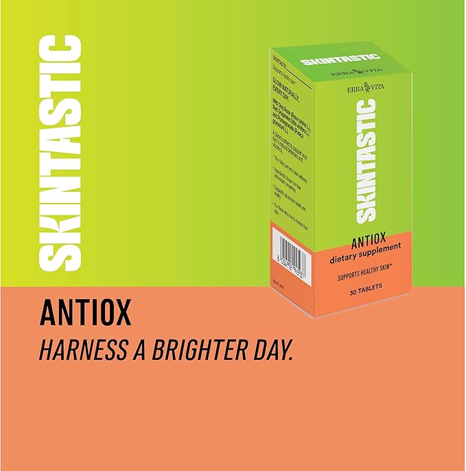 Skintastic Antiox 30 Tablets - Dietary Supplement with Antioxidant Properties, Beta Carotene, Astaxanthin, Coenzyme Q10, Lycopene and Selenium to Support Healthy Skin