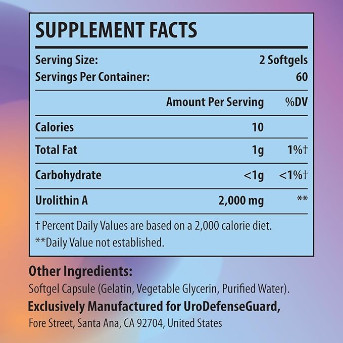 Urolithin A Supplement 2000mg for Men Women - 120 Softgels (1 Bottle)