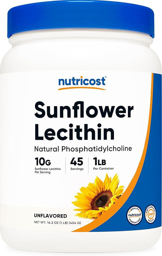 Nutricost Sunflower Lecithin (1 Pound) - Natural Phosphatidylcholine, Vegan, Gluten-Free, GMO-Free