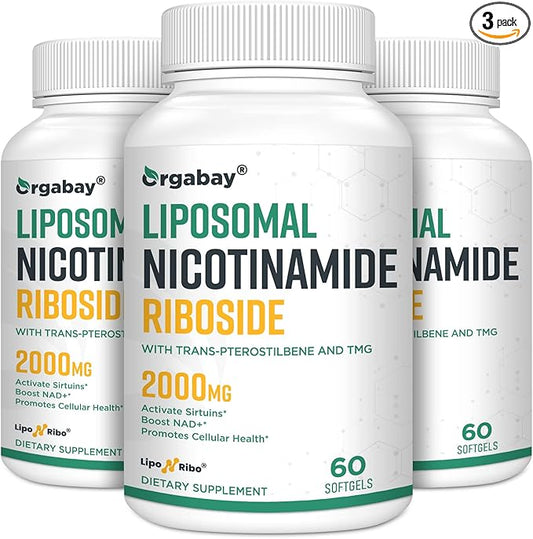 Orgabay Liposomal Nicotinamide Riboside 2000 MG with TMG and Pterostilbene, Boosting NAD+, Support Healthy Aging, 180 Count