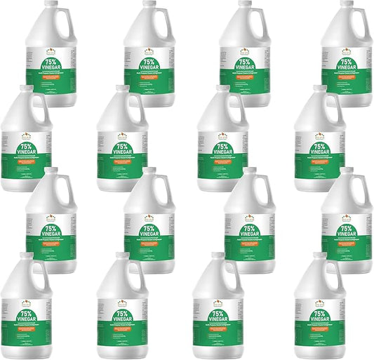FIVE STAR MATERIALS RESOURCES 75% Vinegar Concentrated | White Vinegar for Cleaning and Garden | Home, and Outdoor Pure | Max Performance 18X Power | with Instructions 16 Gallons (2048 fl oz)