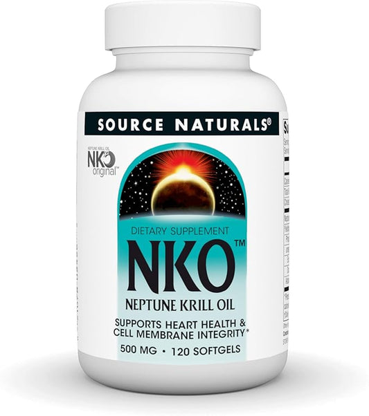 Source Naturals NKO Neptune Krill Oi, Supports Heart Health and Cell Membrane Integrity*, 500mg - 120 Softgels