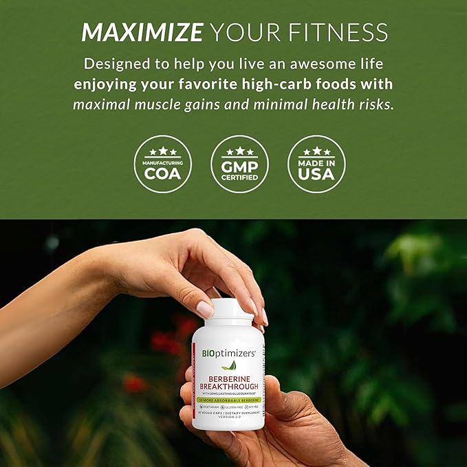 BIOptimizers Berberine Breakthrough 2.0 Supplement - 40 Capsules - Vegetarian, Gluten- and Soy-Free