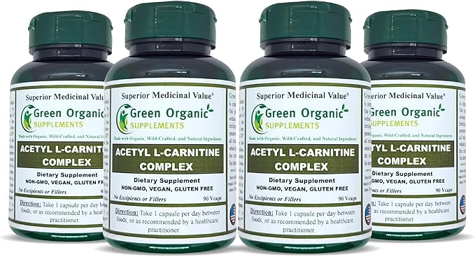 Acetyl L-Carnitine, Carnitine, ALC, High Absorbable, Non-GMO, Gluten-Free (Pack of 4)
