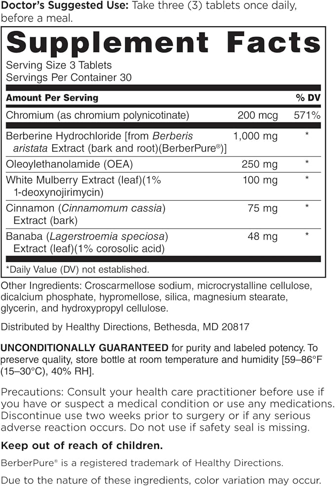 DOCTORS' PREFERRED GlucoGold Advanced Berberine 1000mg, 90 Tablets