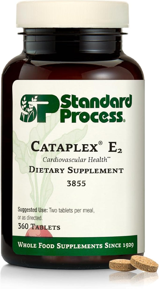 Standard Process Cataplex E2 - Whole Food Heart Health and Antioxidant with D-Alpha Tocopherol Vitamin E, Spanish Moss, Ascorbic Acid, Oat Flour, Inositol, Selenium - 360 Tablets