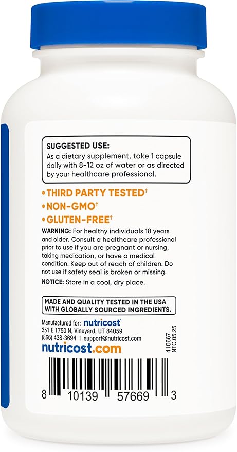 Nutricost Saccharomyces Boulardii + MOS Capsules (>5 Billion CFU) 120 Capsules - Prebiotic + Probiotic, 200mg of MOS Per Serving
