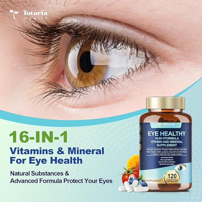 AREDS 2 Eye Vitamins and Mineral Bilberry Extract Omega-3, Eye Vitamin for Seniors Macular Health and Dry Eye, Eye Vitamins Lutein and Zeaxanthin Support Eye Strain & Hydration (2 Packs)