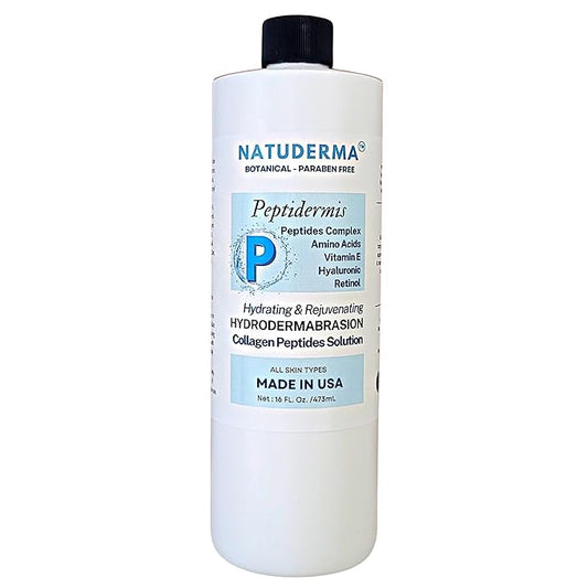 Hydrodermabrasion Solution PEPTIDERMIS, Peptide Complex, Oxy-Facial Serum, Hydro Facial Solution for Hydrodermabrasion Machine, Matrixyl 3000 Hydro Serum, 16 oz, Natuderma