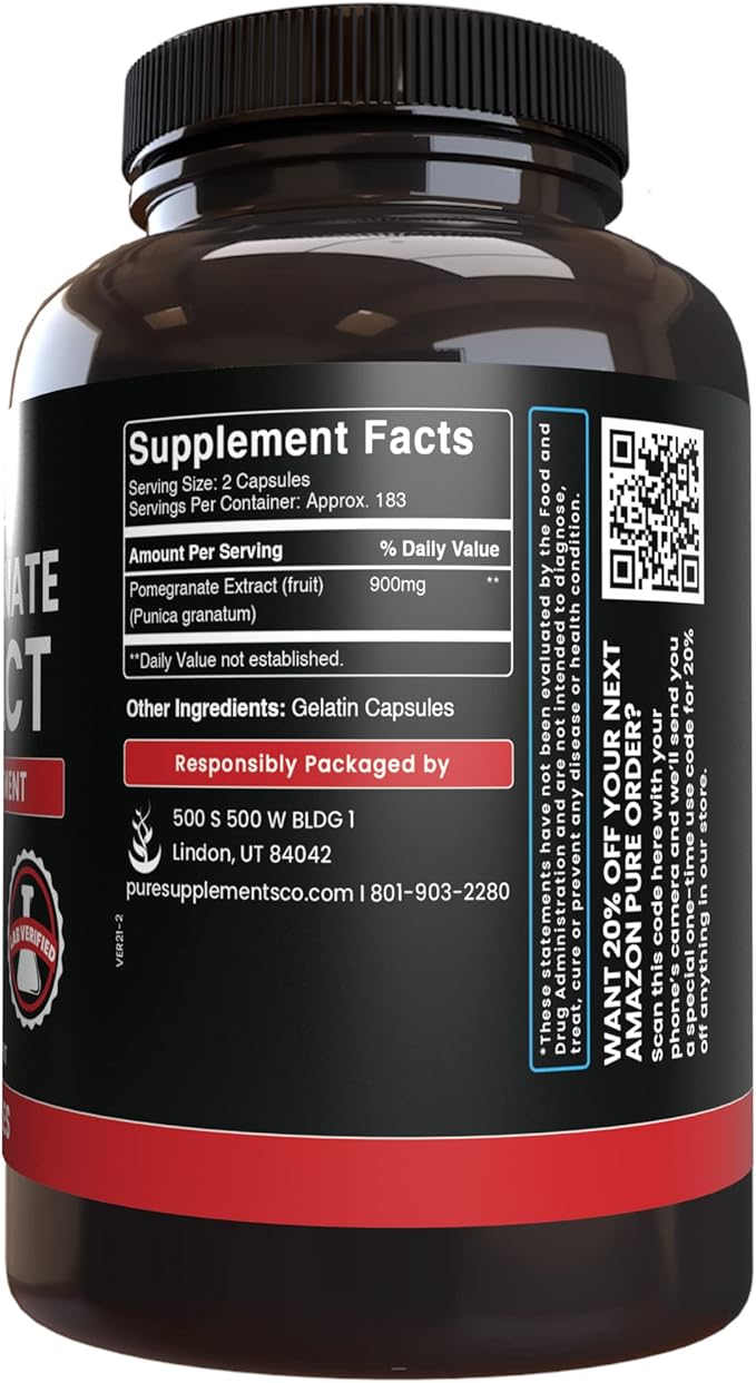 Pure Original Ingredients Pomegranate Extract (365 Capsules) No Magnesium Or Rice Fillers, Always Pure, Lab Verified