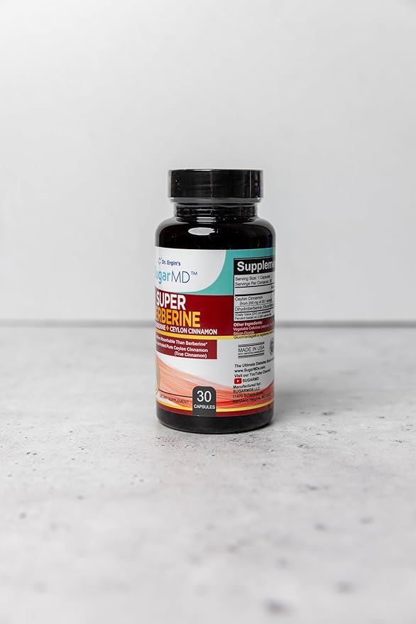 SugarMD Super Berberine Supplement – 250mg GlucoVantage Dihydroberberine with Ceylon Cinnamon - 5X More Absorbable Than Regular Berberine – 30 Capsules (30 Day Supply)