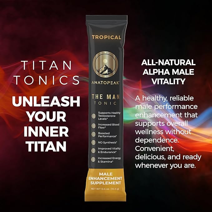 Male Enhancing Supplement Powder – Testosterone Supplement for Men with Tongkat Ali, Maca Root, Horny Goat Weed Powder, Beet Root & L-Citrulline – Nitric Oxide Enhancer (12 Stick Packs) - Tropical