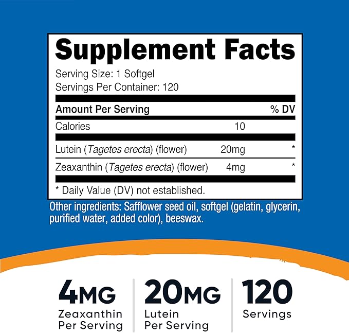 Nutricost Zeaxanthin with Lutein 20mg, 120 Softgels - Potent, Non-GMO, Gluten Free