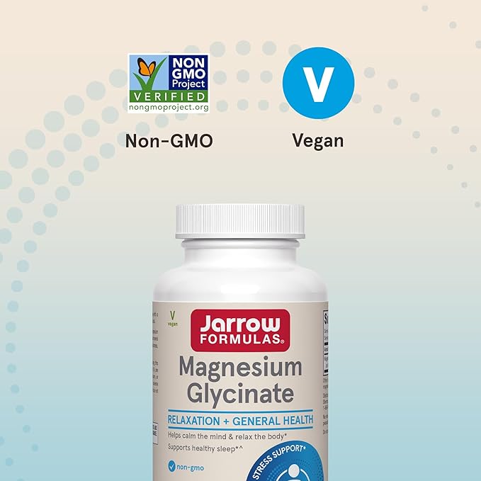 Jarrow Formulas Magnesium Glycinate Veggie Capsules - 360 mg Magnesium per Serving, Supports Relaxation and Healthy Sleep, 90 Count, 30 Day Supply