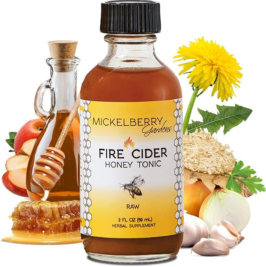 Fire Cider Apple Cider Vinegar Honey Tonic with Organic Turmeric Root, Ginger Root & Dandelion - Natural Digestive & Immune Support (2 Ounces)