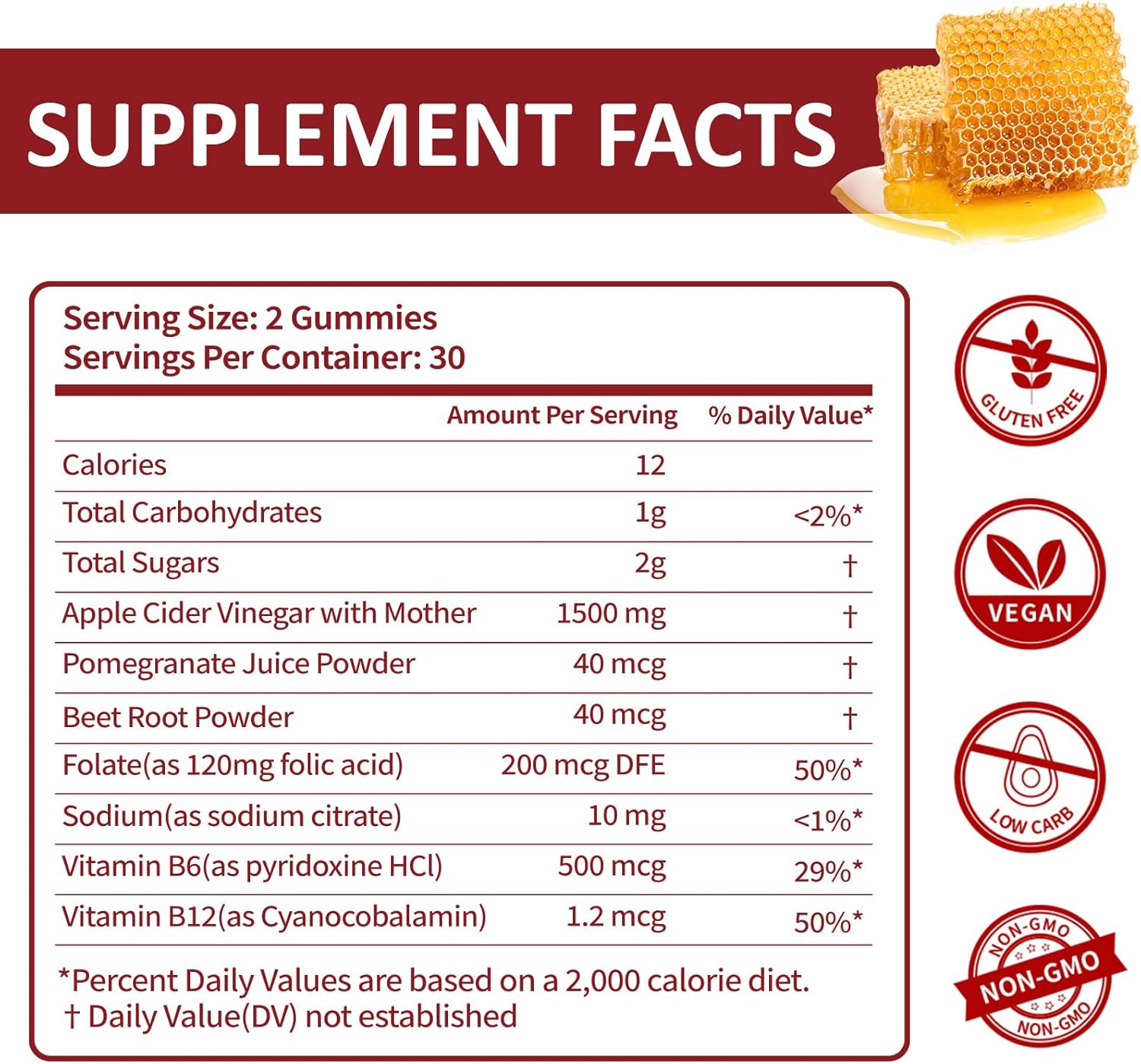 (1 Pack) Apple Cider Vinegar Gummies | Keto ACV Gummies for Supports Metabolism & Fat Burn with Vitamin B6 & B12 | ACV Supplement | Lemon Honey Flavor | 60 Vegan for Women and Men