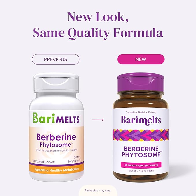 Barimelts Berberine Phytosome 550mg for GLP-1 Users and Bariatric Patients - Metabolism Support - 60 Smooth-Coated Caplets (1-Month Supply)