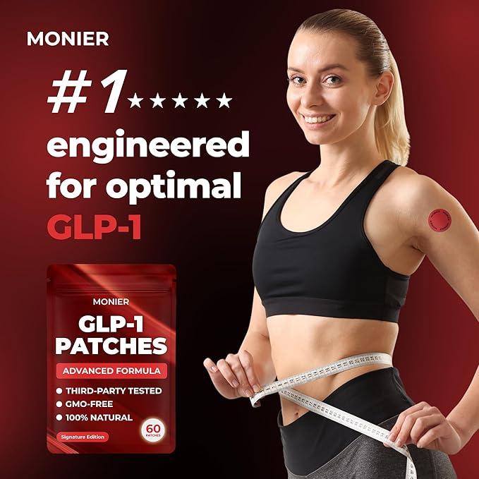 GLP-1 Patches for Women & Men | GLP1 Patch with Berberine, L-Glutamine, Garcinia Cambogia, Resveratrol | 60 Days Supply