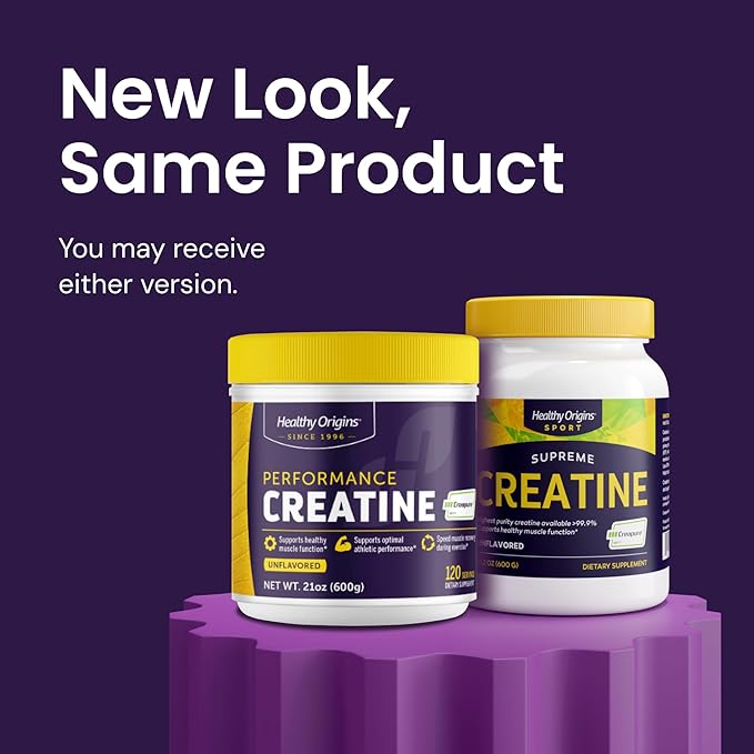 Healthy Origins® Performance Creatine with Creapure®, Unflavored Micronized Powder, Supports Muscle Function, Energy & Recovery, 21.2oz (600g), 120 Servings