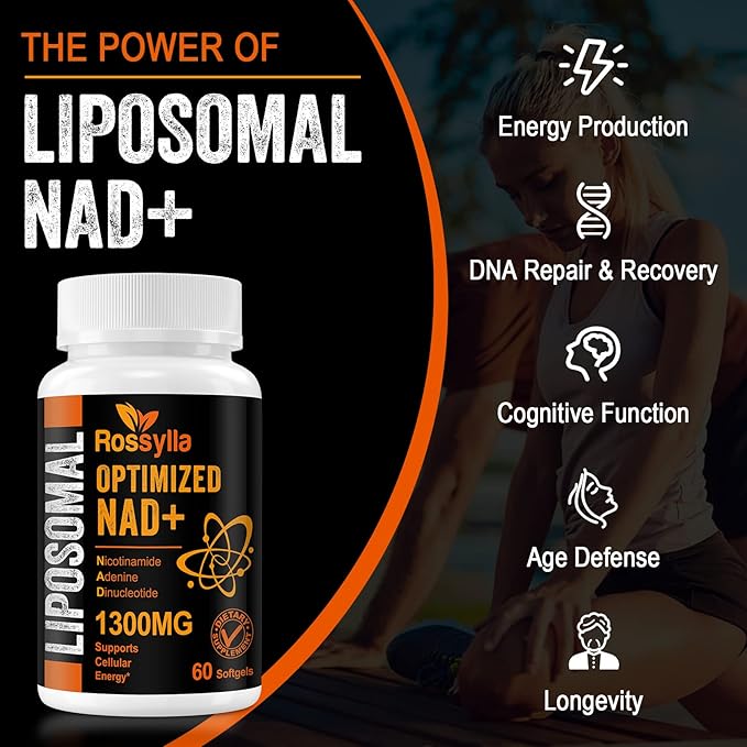 1300 MG Liposomal NAD+ Supplement | Highest Absorption | Purest NAD Supplemet to Boost NAD+ Effetively | Boosting NAD+ Supplement for Aging Defese, Cellular Energy, Longevity | 60 Count