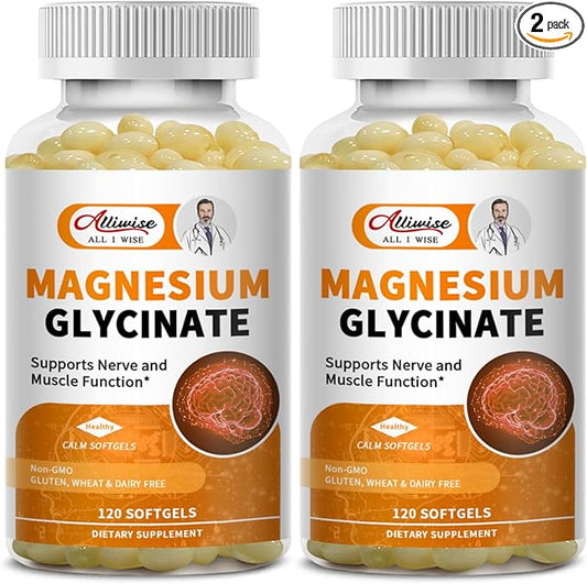 2pack Magnesium Supplement Softgels, Easy Absorption Magnesium Glycinate 400mg with Vitamin B6,D3, High Bioavailability Magnesium for Sleep & Calm Support, Nervous, Muscle & Bone Health,240count