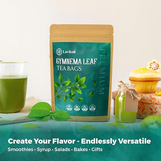 Lavitali, Gymnema Leaves Tea Bags | 60 bags, 100% Pure Herbal Tea | Caffeine-Free, Antioxidant-Rich, Eco-Friendly Filter Bag | Daily Natural Botanical, Hot or Iced Herbal Infusion