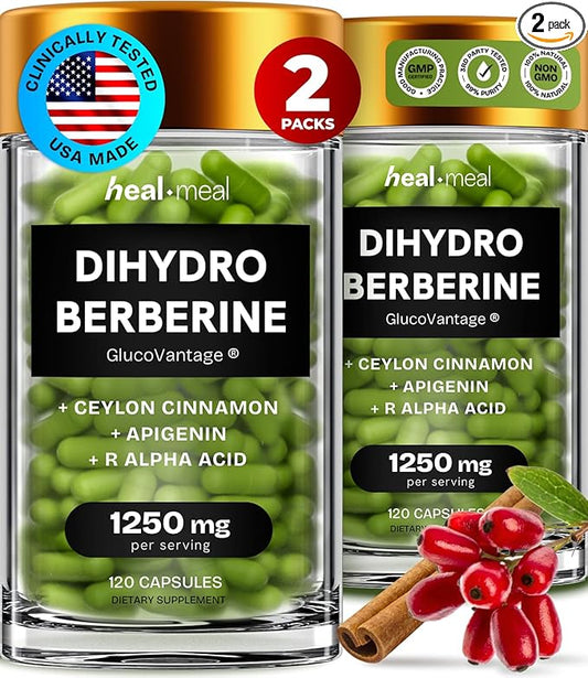 Dihydroberberine Supplement - Dehydro Berberine Organic -Super Berberine Supplement with Ceylon Cinnamon & R Alpha Lipoic Acid & Apigenin - Hydroberberine 240 caps (2 Packs)