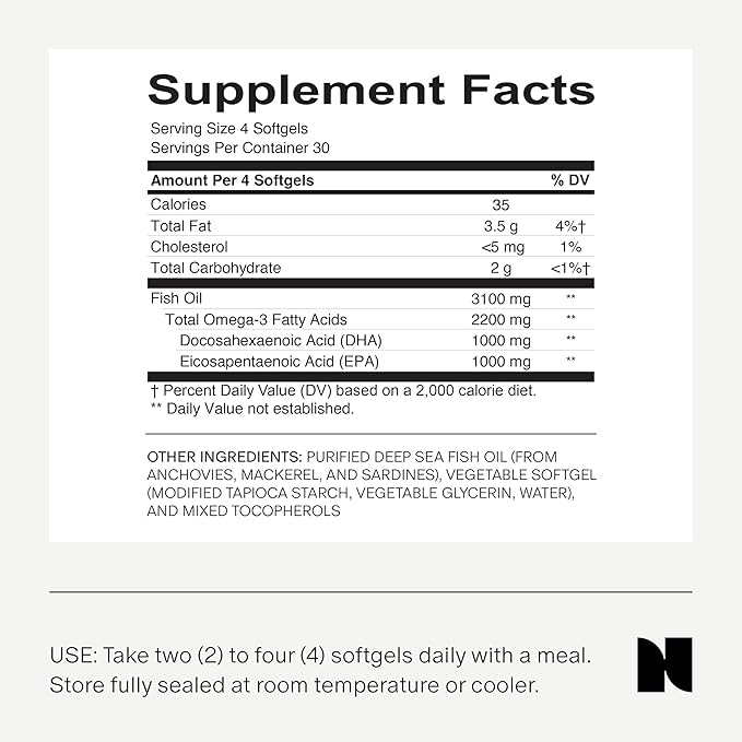 Needed. Prenatal Omega-3 - High Potency Dose of Sustainably Sourced Fish Oil, 1000mg DHA, 1000mg EPA, Encased in a Gelatin-Free, Plant-Based Softgel Shell