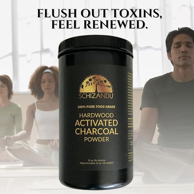 Activated Hardwood Charcoal Powder by Schizandu Vegan 100% | Supports Skin, Body, Teeth Whitening 2-Packs