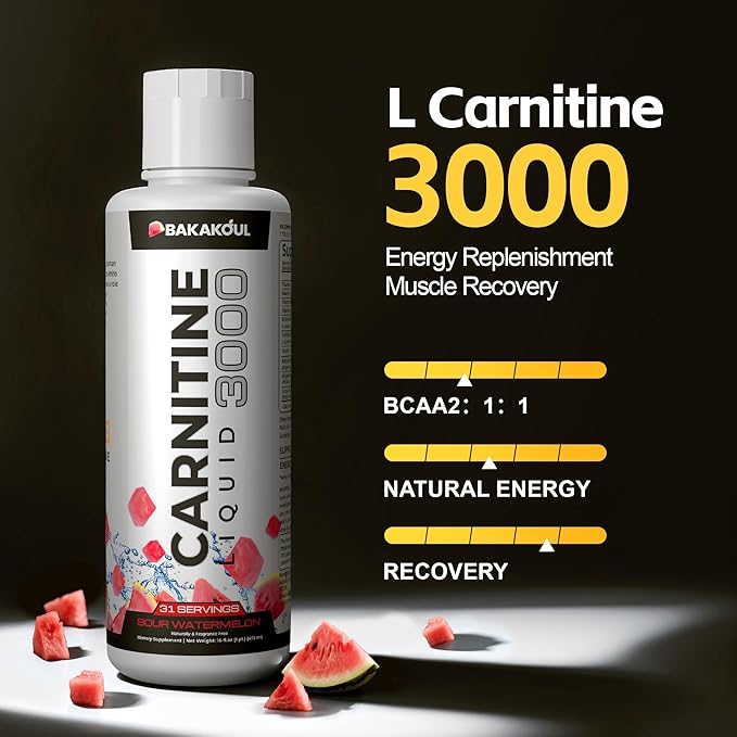 L Carnitine Supplement Liquid 3000 mg, with BCAA Sports Supplements, Help Support Energy Boosts, Support Muscle, Efficient Formula with Acetyl Rapid Absorption, Sustained Energy, Watermelon Flavor