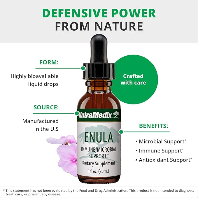 NutraMedix Enula Liquid Drops for Antioxidant & Immune Support - Elecampane Root & Jalap Root Extract to Promote Healthy Immune Defense - Bioavailable Herbal Supplement (1oz / 30ml)