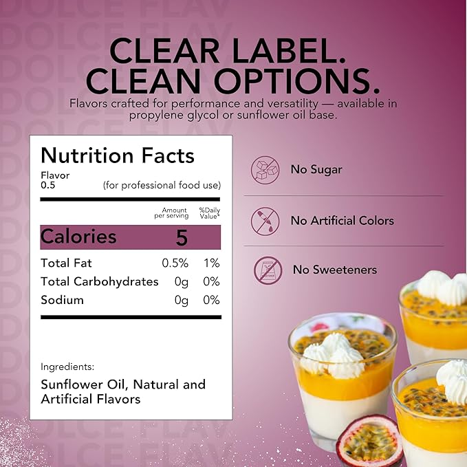 Dolce Foglia Passion Fruit Extract - 2 Ounce Oil-Soluble Multipurpose Flavoring Ideal for Candy Making, Baking, Lip Balm, and Ice Cream - Passion Fruit Concentrate Perfect for Weight Management