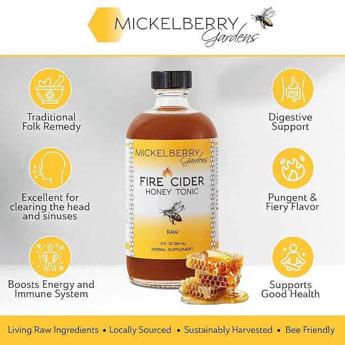 Fire Cider Apple Cider Vinegar Honey Tonic with Organic Turmeric Root, Ginger Root & Dandelion - Natural Digestive & Immune Support, 2 ounces (Pack of 2)