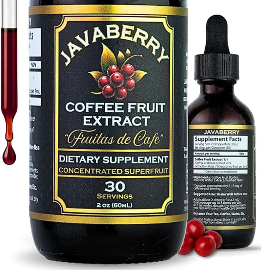Javaberry Coffee Fruit Extract – Brain Supplement for Focus, Memory & Clarity – Supports BDNF & Mental Energy – Natural Antioxidant Nootropic Liquid with Polyphenols – 60ml (30 Servings)