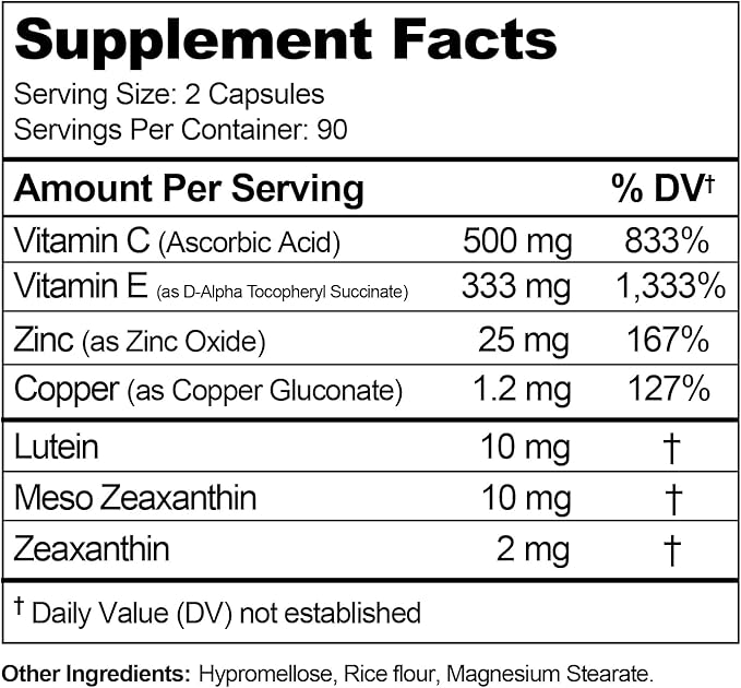 Visual Advantage® Macular Support + Meso-Z – Blue Light Eye Vitamin with Triple Antioxidants for Advanced Protection Against Digital Screens (180-Count)