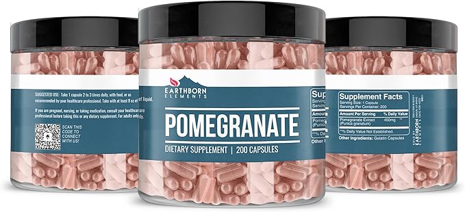 Earthborn Elements Pomegranate 200 Capsules, Pure & Undiluted, No Additives