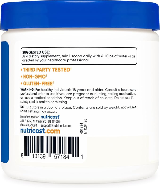 Nutricost Ascorbic Acid Powder (Vitamin C) 0.5 LBS (8 Ounce)