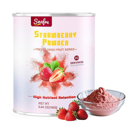 Strawberry Powder, 5.64OZ/160G Freeze Dried Strawberry Powder, No Sugar & Additives, 100% Natural, Freeze Dried Fruit Powd-er for Cakes, Baking, Juice, Cereal, Yogurt, Smoothies