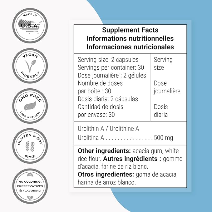 Supersmart Urolithin A - Advanced Mitochondrial & Cellular Renewal Supplement - Pomegranate Extract | Non-GMO & Gluten-Free - 60 Vegetarian Capsules